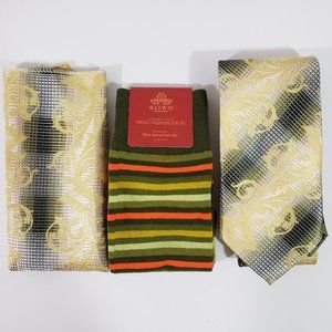 Necktie Hanky Socks Box Set by R Lewis RG005 Olive